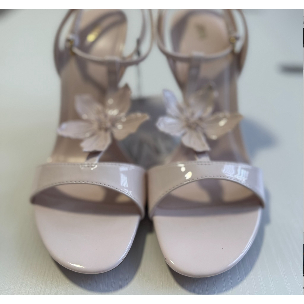 Zara Flower Detail Patent Finish Heeled Sandals Size 40 EU 9 US - Picture 9 of 10